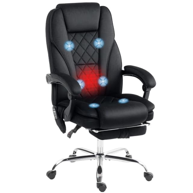 VINSETTO VINSETTO Massage Office Chair, Heated Reclining Desk Chair, Black One Size Unisex 5063603041233
