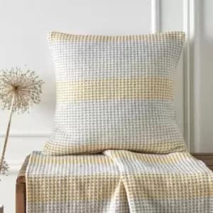 Appletreeloft - Appletree Loft Reva Woven 100% Recycled Cotton Rich Filled Cushion, Ochre, 43 x 43 Cm