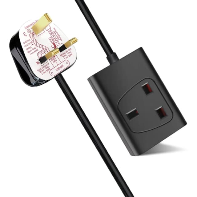 EXTRASTAR Extrastar - 1 Way 13A Extension Leads with Cable 3G1.25, 2M, Black 5060577574767