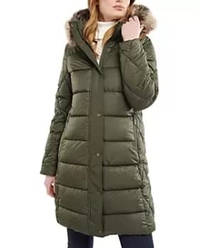 Barbour Daffodil Faux Fur Trim Hooded Puffer Coat