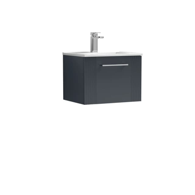 Balterley 1 Drawer Wall Hung Vanity Unit Minimalist Basin Soft Black 500mm Grey