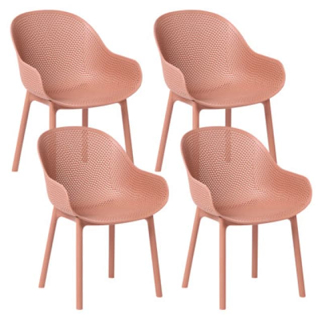 Beliani Set Of 4 Garden Chairs Tiggiano Coral