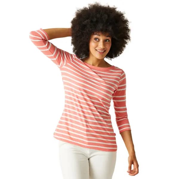 Regatta Womens Bayletta Cotton Blend Lightweight T Shirt 18 - Bust 43' (109cm) Shell Pink/White RWT294-S02-18