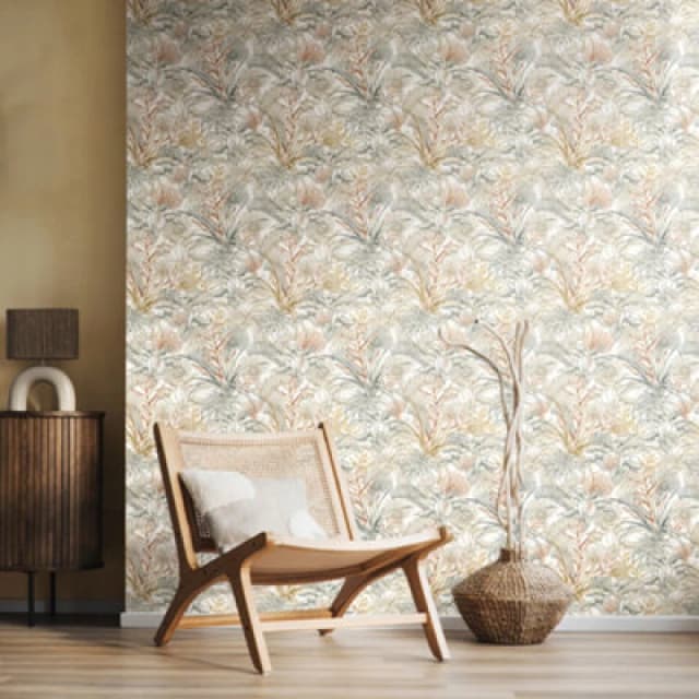 Hoopla Walls Tropical Canopy - Oyster & Chalk 10M Wallpaper