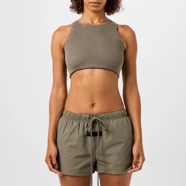 Fear Of God Essentials Logo Patch Ribbed Crop Top Heather Grey female 10 (S)