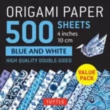 Origami Paper 500 sheets Blue and White 4" (10 cm) : High-Quality Double-Sided Origami Sheets Printed with 12 Different Designs