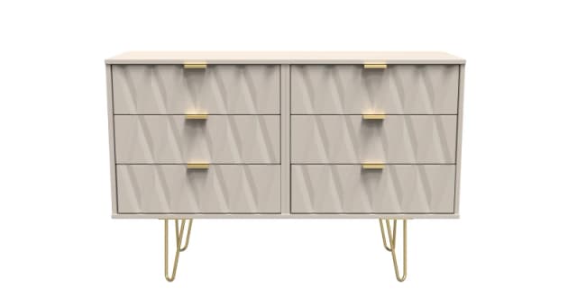 Welcome Furniture Ready Assembled Diamond 6 Drawer Chest In Kashmir Matt, Cream DIF015KMK
