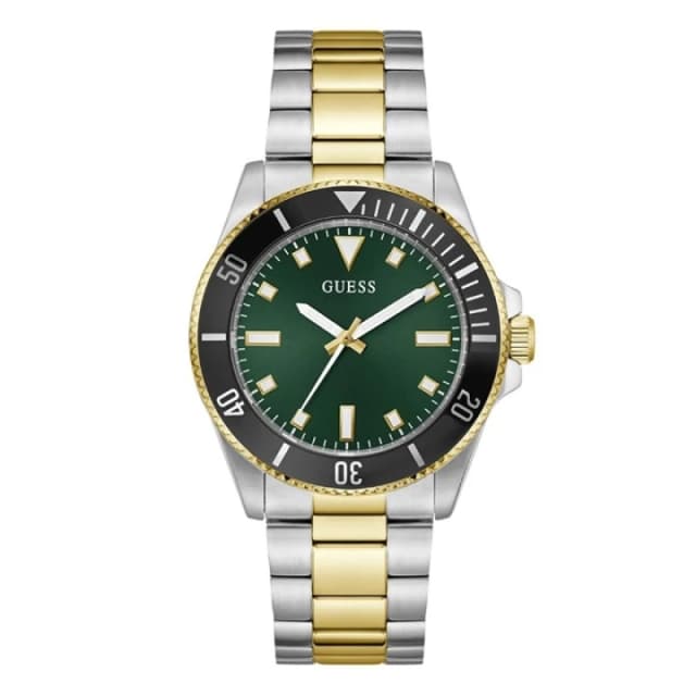 GUESS GW0968G4 Cliff Two Tone Green Dial Bracelet Watch - W96404