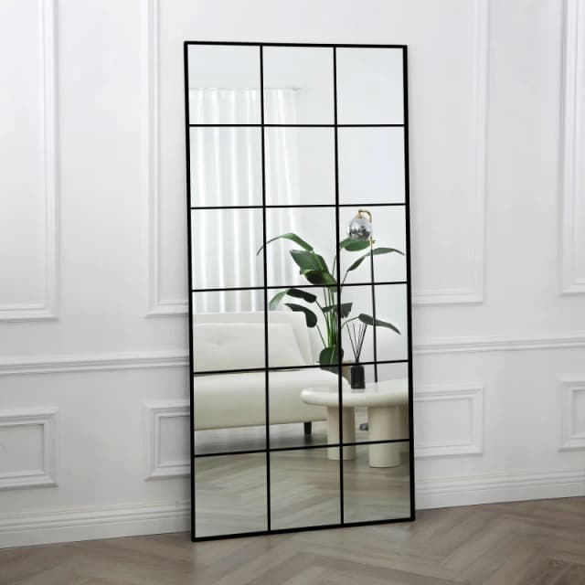 Home Garden Direct Aion - Full Length Window Mirror with Black Frame - 180x90 Black Unisex