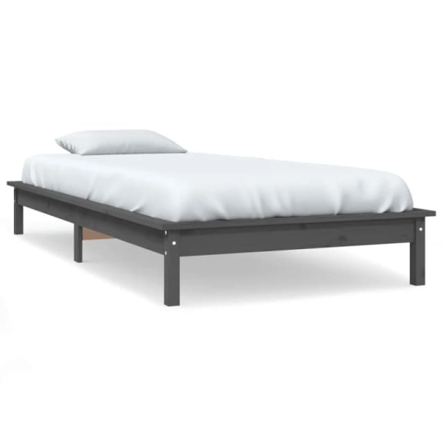 Vidaxl Bed Frame Grey 75X190 Cm Small Single Solid Wood Pine, Grey 820568