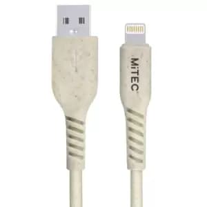 Mitec Lightning - USB A Biodegradable Charging Cable, 1M, Beige