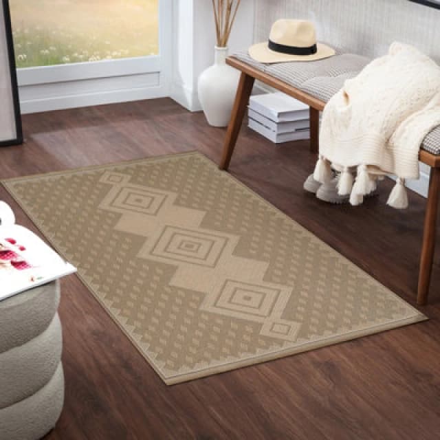 Livabliss Cottage Tan Machine Washable Jute Oranos Runner Rug 79 X 152cm - Easy Care, Non Shedding, Ideal For Living Room & Bedroom