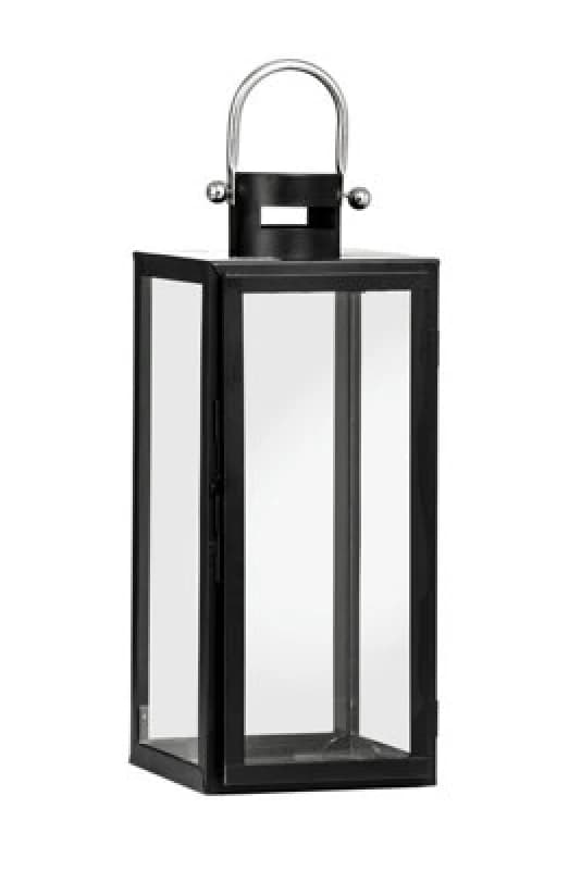 Orsina Medium Black Metal Lantern, Classic Rectangular Candle Lantern For Indoor Outdoor Use, Decorative