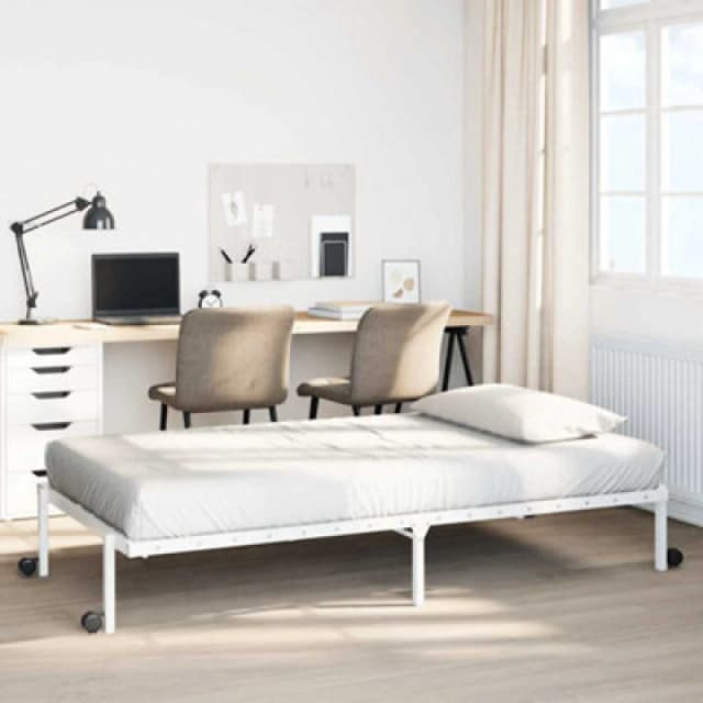 Vidaxl Bed Frame Without Mattress Foldable White 90X190 Cm Steel