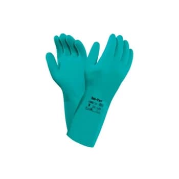 Nitrile reusable gauntlet glove 310mm Green Size 9 - Ansell