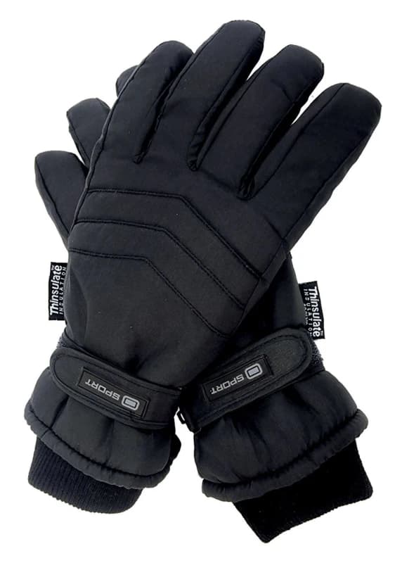 Thinsulate Men 3M Thinsulate 40 gram Thermal Insulated Waterproof Ski Gloves in Black Size: M/L Black M/L Male 5060597072151