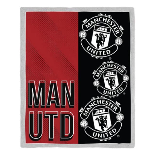 MAN UNITED Manchester United Fc Stacked Sherpa Fleece Blanket