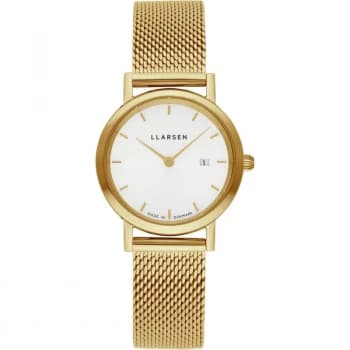 LLARSEN White and Gold 'Regitze' Ladies Watch - 124gwg3-mg3-14