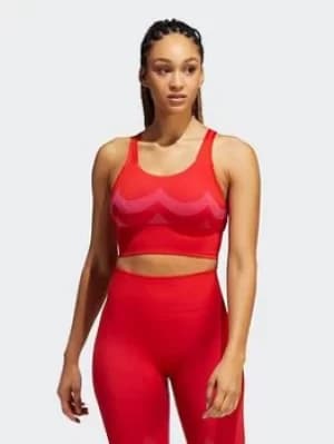 adidas Marimekko Aeroknit Long-line Bra, Red Size M Women