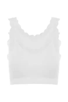 2 Pack Ribbed Lace Trim Bralettes