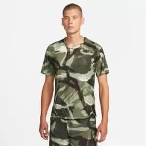 Nike Miler Camo Short Sleeve Running Top Mens - Green