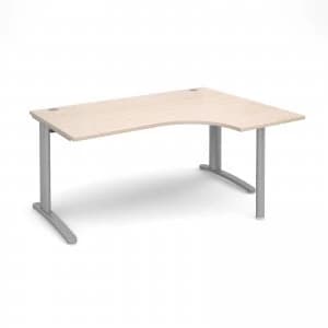 TR10 Right Hand Ergonomic Desk 1600mm - Silver Frame maple Top