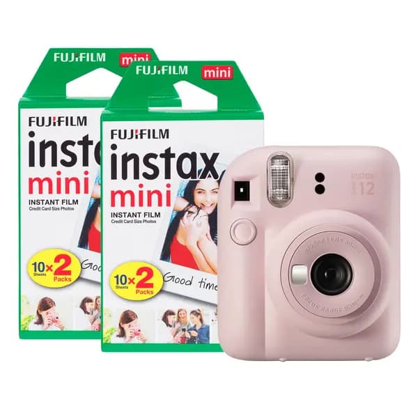 Fujifilm Instax Mini 12 Instant Camera with 40 Shot Film Pack - Blossom Pink 16806107+2x2PK