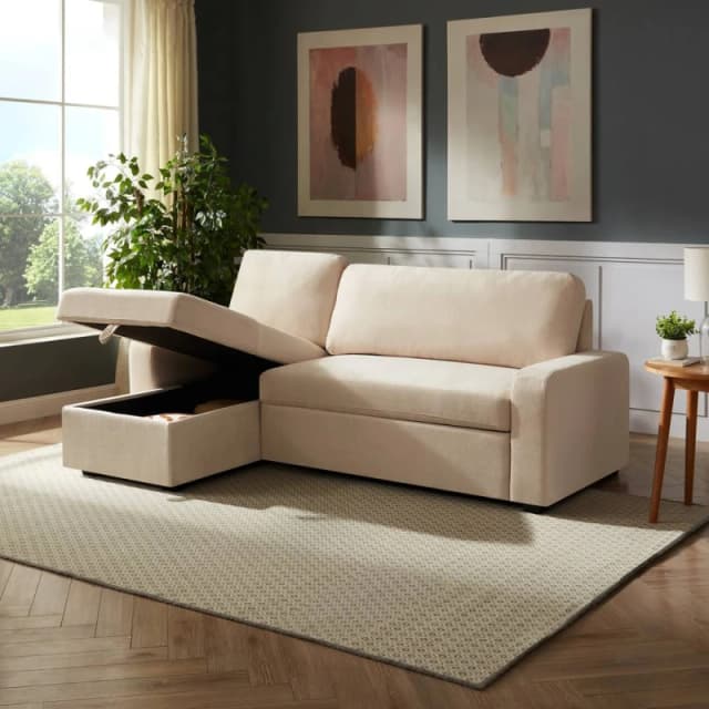 Artemis Home Coeburn Reversible Corner Sofabed with Storage in Cream Cream Unisex
