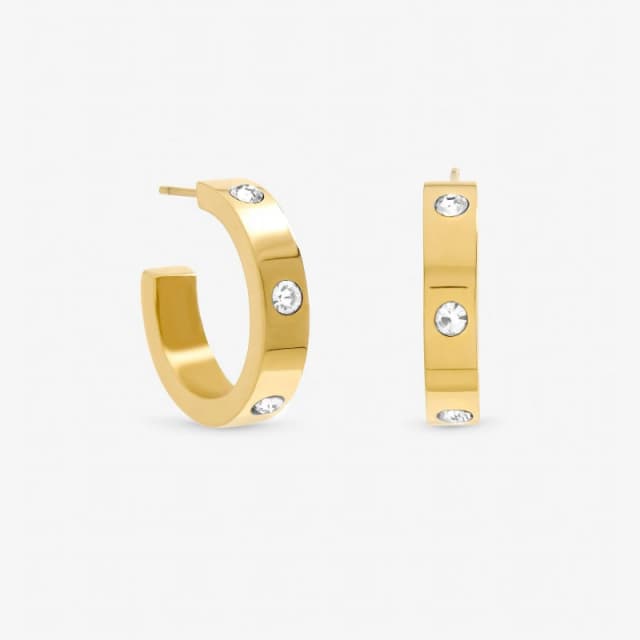 Jon Richard Gold Plated Waterproof and Crystal Hoop Earrings Gold female One Size