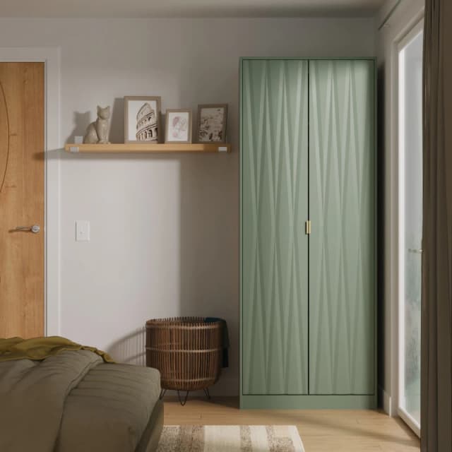 Welcome Furniture Ready Assembled Las Vegas Tall Plain Wardrobe In Reed Green LVF080RGRG