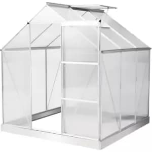 Outsunny 6x6ft Walk-In Greenhouse Polycarb. Panels Aluminium Frame Sliding Door