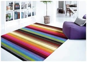 Linea Stripe Washable Rug - 200 x 140cm - Rainbow.