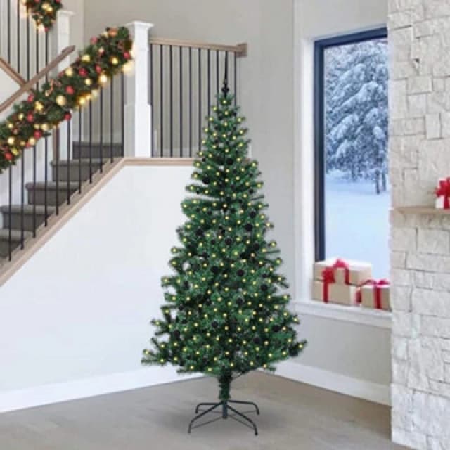 Vidaxl Artificial Pre-Lit Christmas Tree Green 240 Cm Pvc And Metal