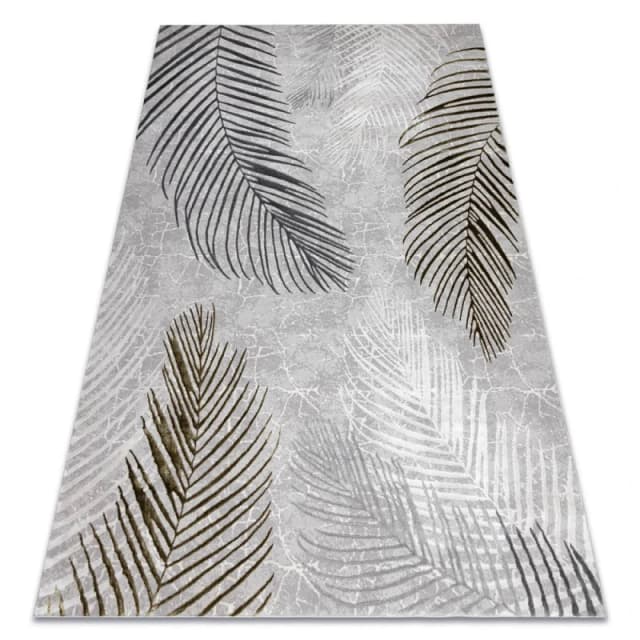 RugsX Carpet Allure 8752 Palm Leaves - Structural, Stylish, Glamour Grey / Gold 80X150 Cm