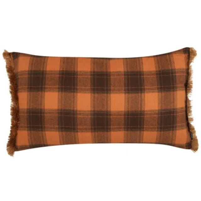 Beliani Throw Cushion Barja 40 X 70 Cm Orange Checked