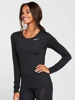 Nike Training Pro Cool Long Sleeve Top Black Size L Women