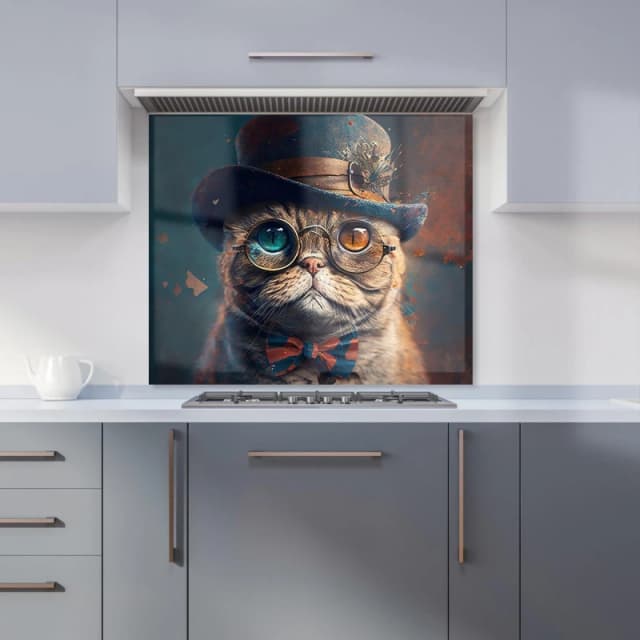 Warren Reed - Designer Scottish Fold Cat Kitchen Splashback Size: 600mm x 750mm Multicolor Unisex 600mm x 750mm