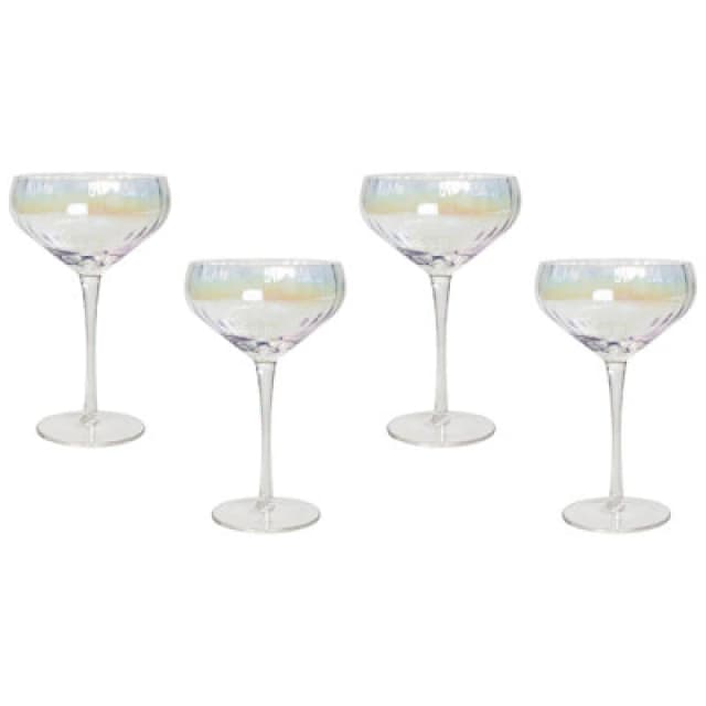 Beliani Set Of 4 Champagne Saucers Morganite 300 Ml Transparent