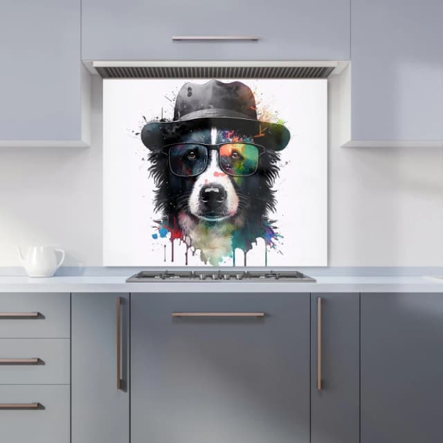 Warren Reed - Designer Border Collie Dog Splashart Kitchen Splashback Size: 600mm x 750mm Multicolor Unisex 600mm x 750mm