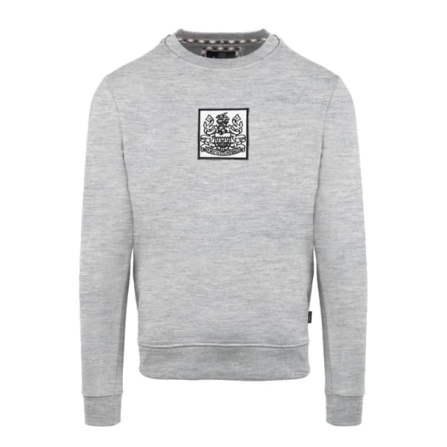 Aquascutum Mens Round Neck Crew Sweatshirt Crew Sweaters Small Grey 52327302350