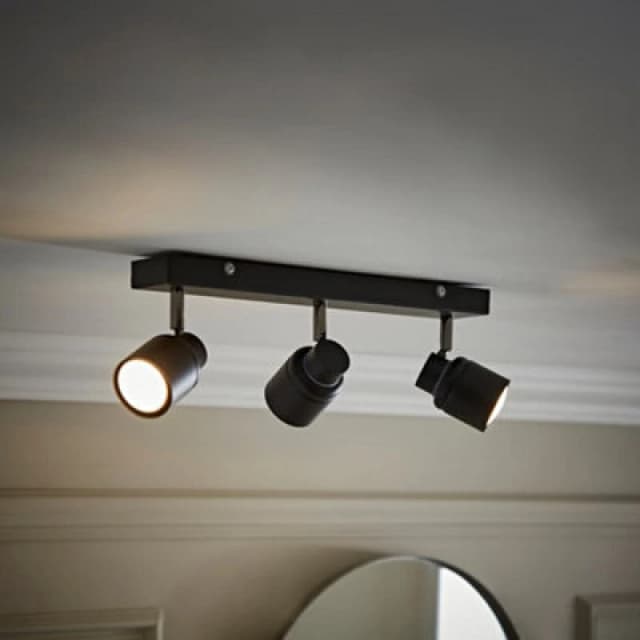 ValueLights ValueLights Benton Adjustable Spotlight IP44 Rated Bathroom 3 Bar Ceiling Light in Black One Size Unisex 5016529263128