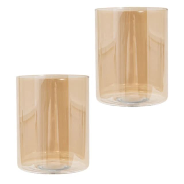 Happy Homewares Pair Of Amber Tinted Glass Shades With Rectangular Shape For E14 And E27 Bulbs