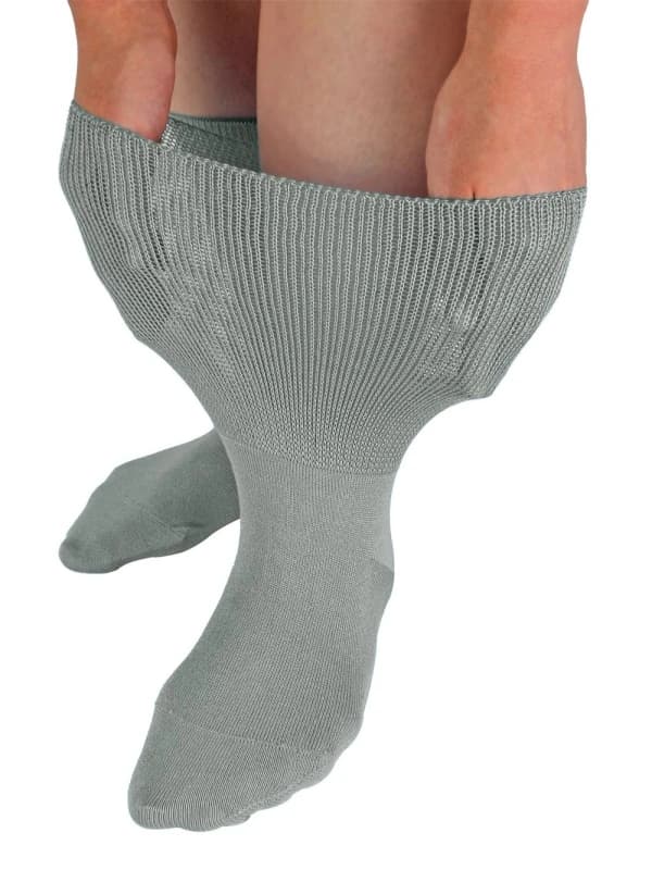 Dr.Socks Dr.Socks Men 1 Pack Extra Wide Bamboo Oedema Socks in Grey Size: 12-14 Grey 12-14 Male 5060910922286