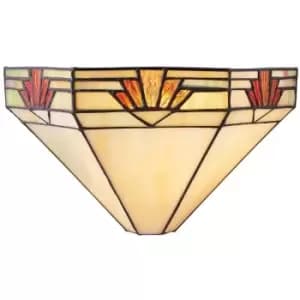 Interiors 1900 Lighting - Interiors Nevada - 1 Light Indoor Wall Uplighter Dark Bronze with Tiffany Glass, E14