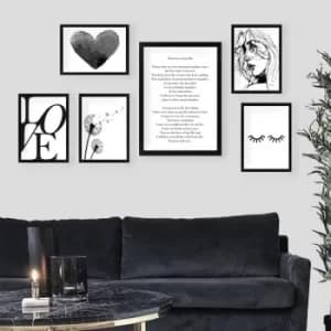 SET_084 Multicolor Decorative Framed Painting (6 Pieces)