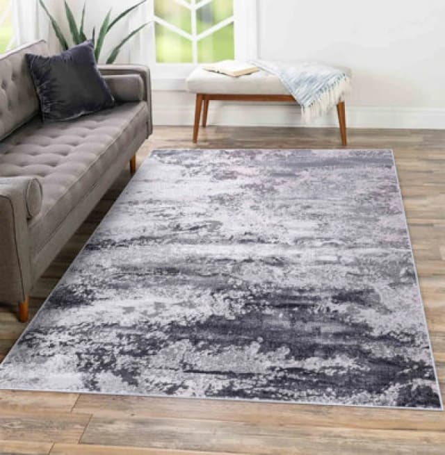 Onyx Modern Grunge Sprayed Abstract Area Rugs Silver 120X170 Cm
