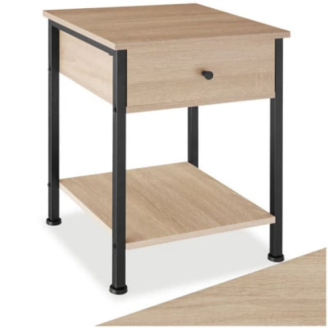 Tectake Bedside Table Bradford - Industrial Wood Light, Oak Sonoma