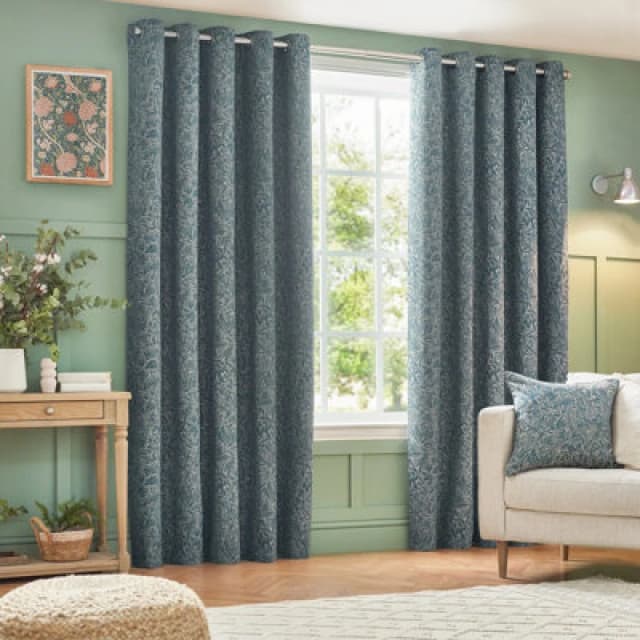 Grantley Jacquard Eyelet Curtains Wedgewood, Wedgewood / 117 x 137cm