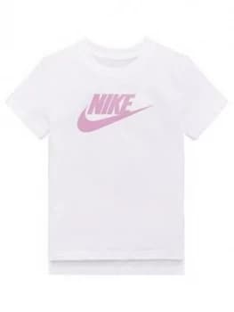 Nike Sportswear Older Girls Futura Short Sleeve T-Shirt - White/Pink