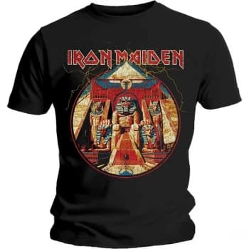 Iron Maiden - Powerslave Lightning Circle Unisex Medium T-Shirt - Black
